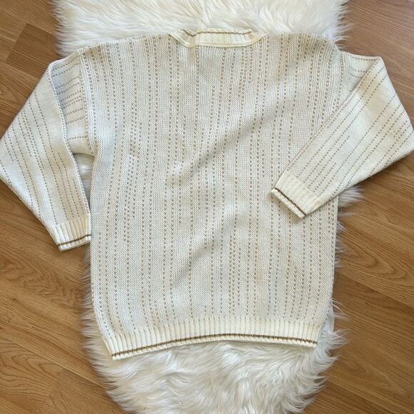 Vintage Ellen D Kollection Sweater White Gold Rose Medium - Picture 6 of 6